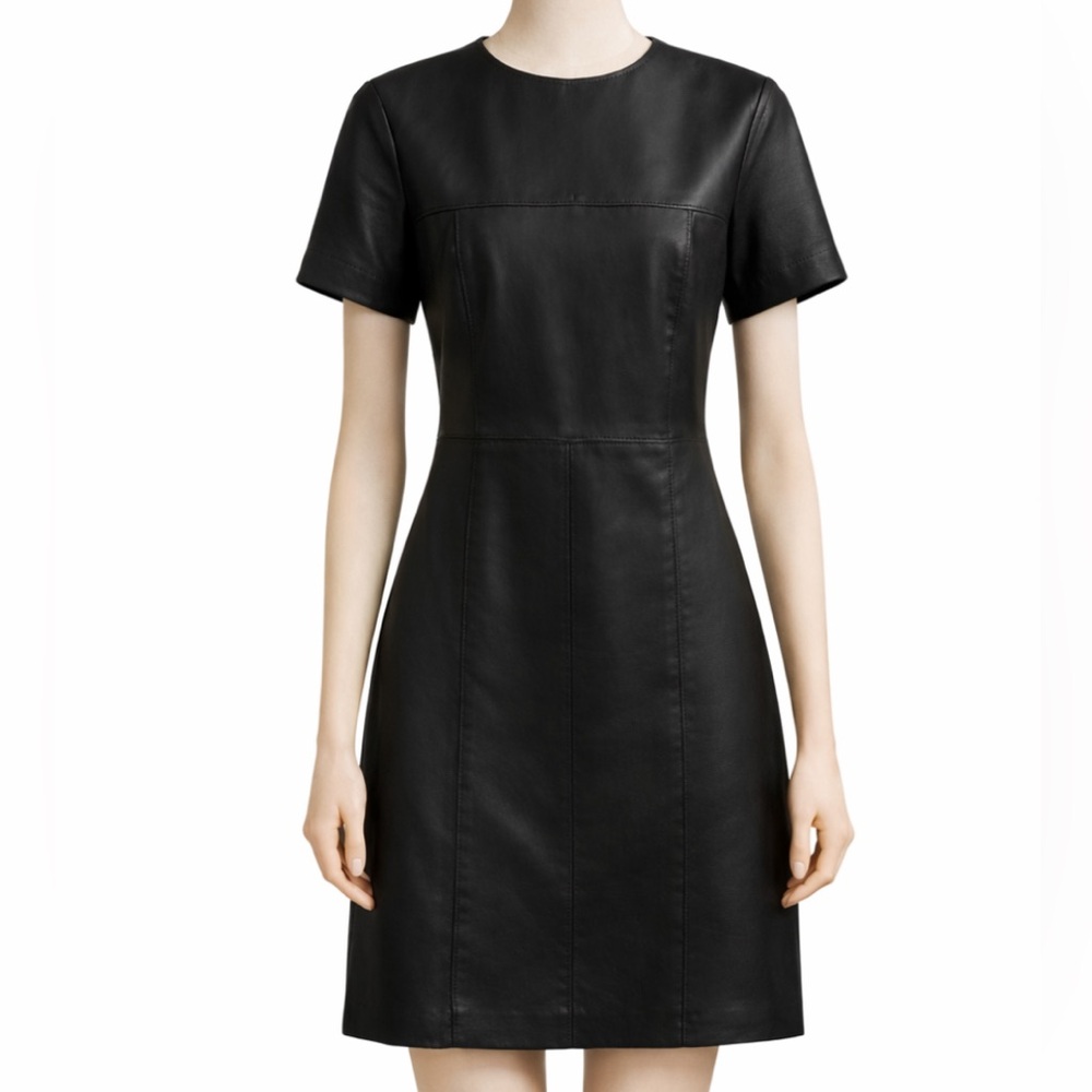Elegant Black Leather Mini Dress